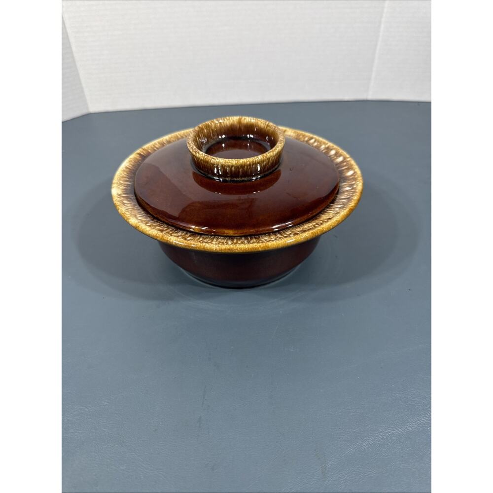 VTG Hull Pottery Brown Drip Glaze Covered Serving Bowl Made in USA 8" Diameter